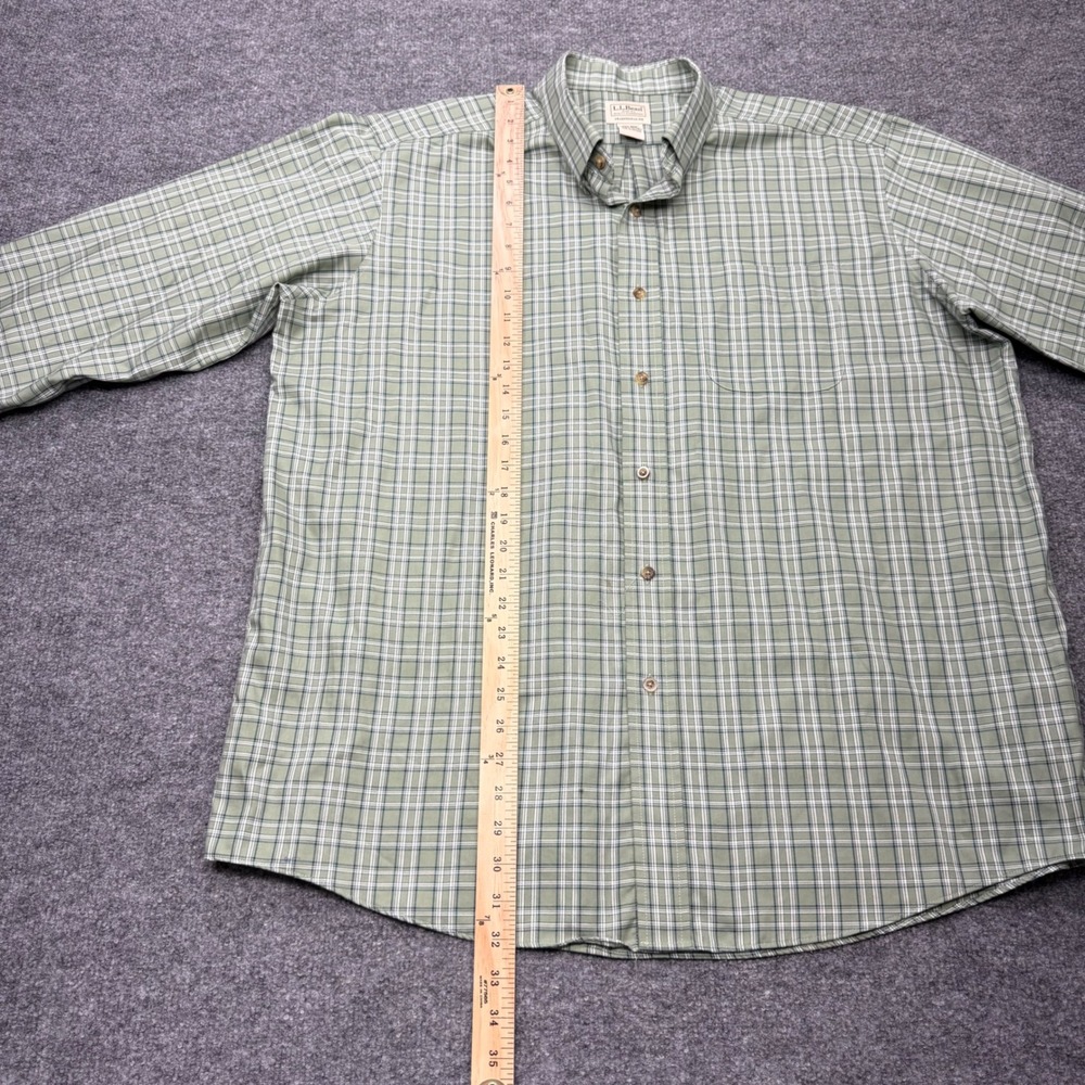 LL Bean Mens XL Green Plaid Traditional Fit Cotton Button Down Shirt 503307 - Picture 5 of 8